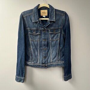 PAIGE Rowan denim jacket in a medium blue wash.